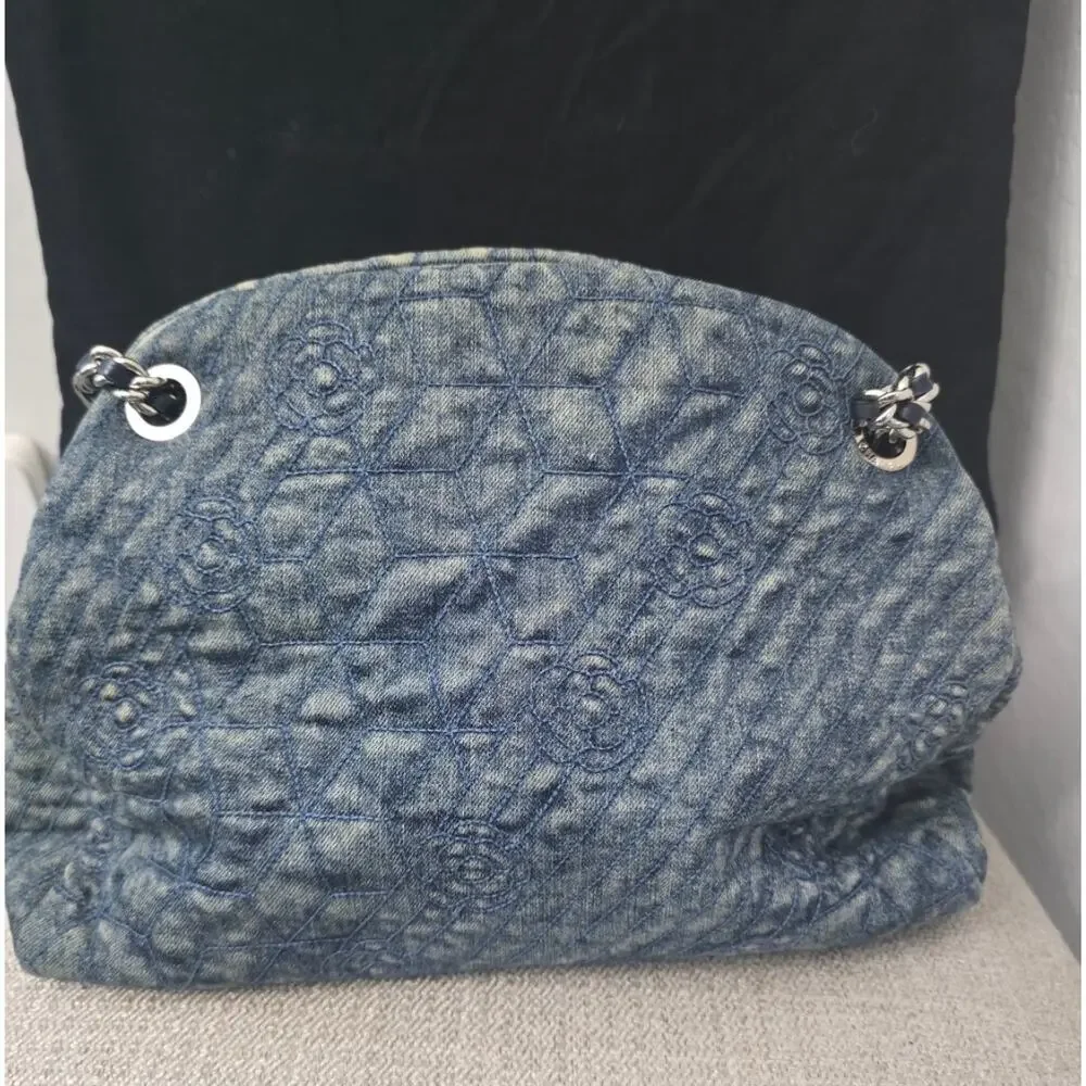 Chanel Denim Camellia Just Mademoiselle Bowler EUC & COA